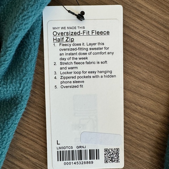 LuluLemon (NEW) Oversized-fit Fleece Half Zip Jasper Men’s Size L - Picture 9 of 10